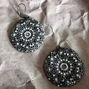 🎁Silver ornate earrings with gemstones